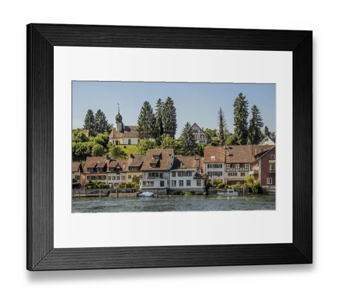 Framed Print : The district of Stein am Rhein? In front of Brugg? located on the left bank of the Rhine! Framed Print : The district of Stein am Rhein? In front of Brugg? located on the left bank of the Rhine!