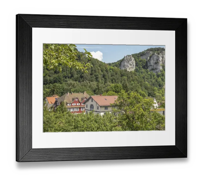 Framed Print : Beuron in the Danube Valley with former post office and train station