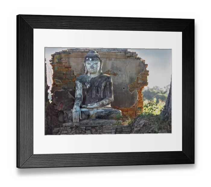 Framed Print : Dilapidated temple wall with Buddha figure in Amarapura Framed Print : Dilapidated temple wall with Buddha figure in Amarapura