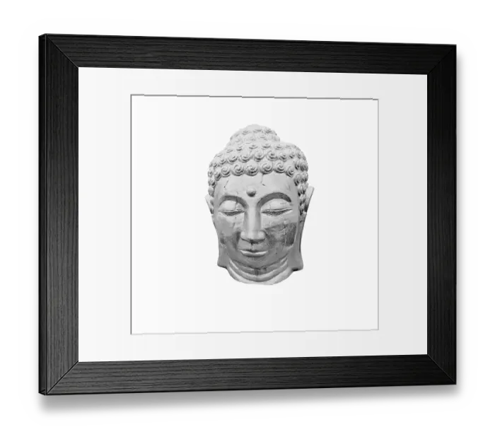 Framed Print : Silver Buddha head isolated on white Framed Print : Silver Buddha head isolated on white
