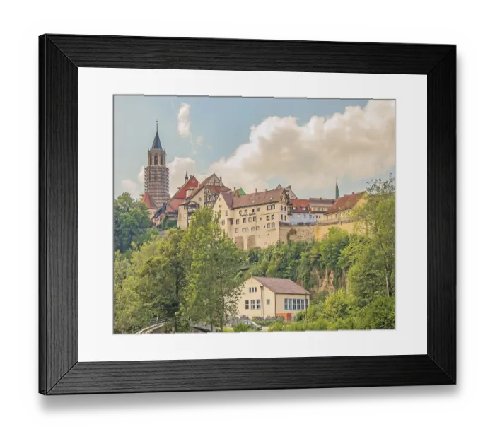 Framed Print : Rottweil, old town with city wall and chapel church Framed Print : Rottweil, old town with city wall and chapel church