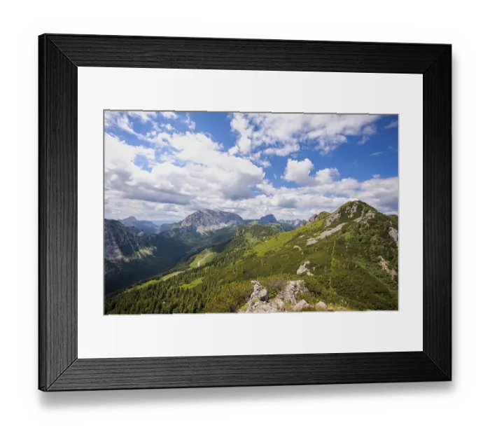 Framed Print : High angle panoramic view of the Julian alps in summer