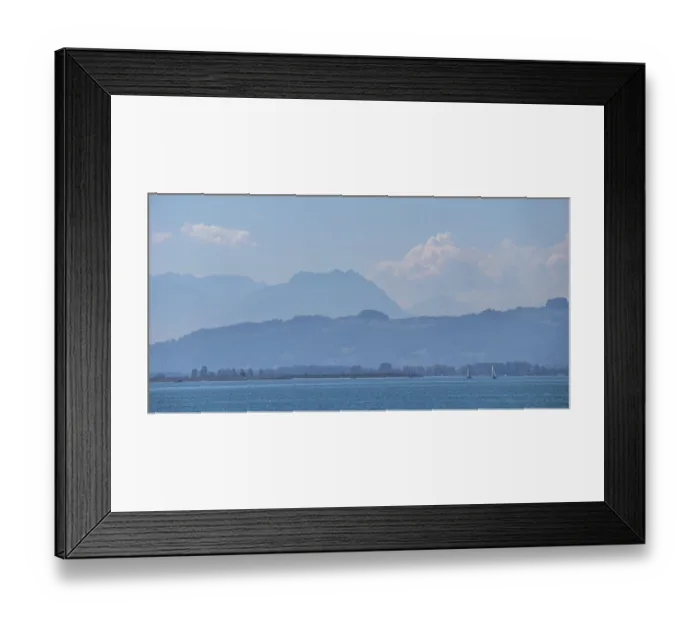 Framed Print : Lindau, view across Lake Constance to the Rhine Delta