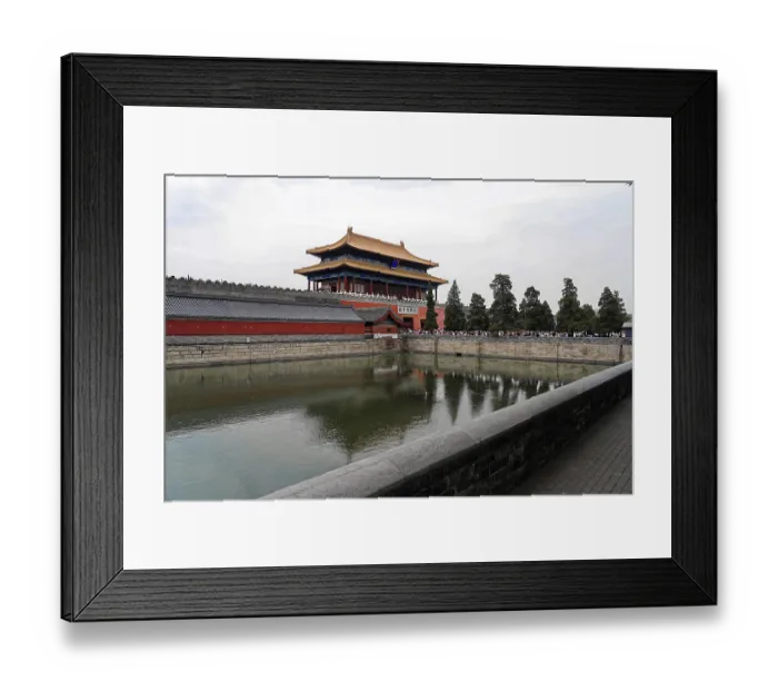 Framed Print : Palace on the water channel with traditional architecture and reflections in the water