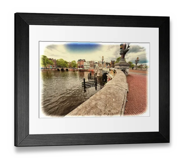 Framed Print : Bridge in Amsterdam with typical local architecture