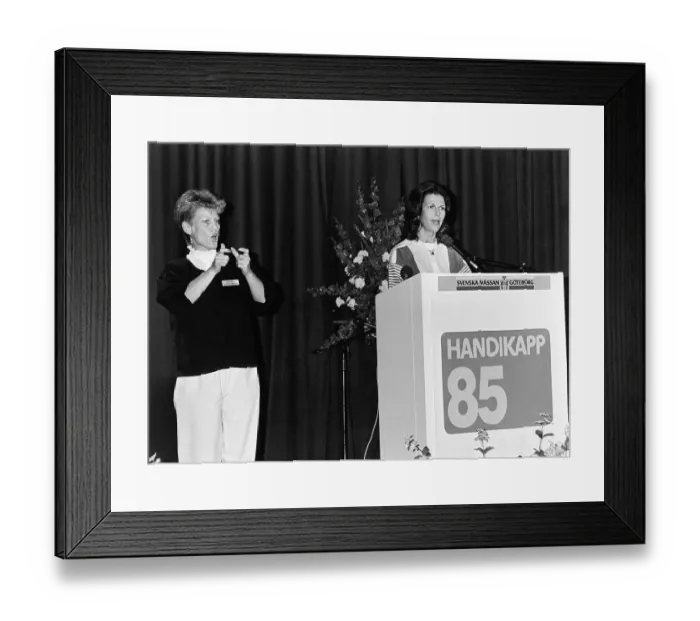 Framed Print : Drottning Silvia Har pa Svenska Massan i Goteborg pa Handikapp 85 Queen Silvia of