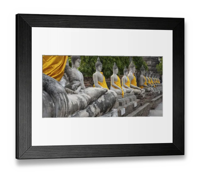 Framed Print : Buddha statues around the Great Chedi Chaya Mongkol Framed Print : Buddha statues around the Great Chedi Chaya Mongkol