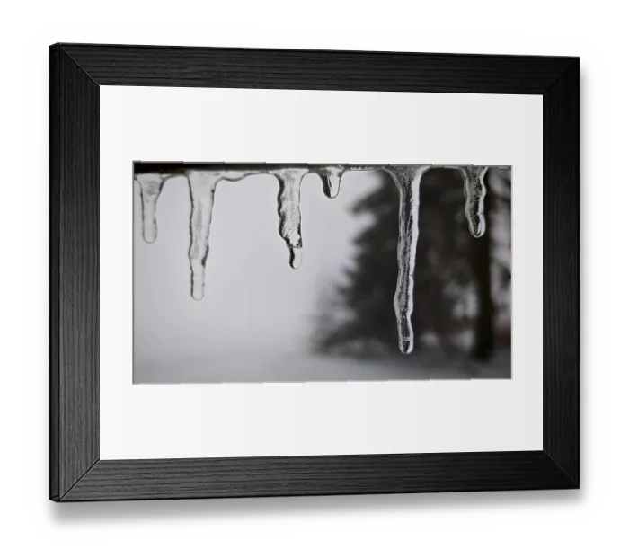 Framed Print : Close-up of icicles against snowy Framed Print : Close-up of icicles against snowy