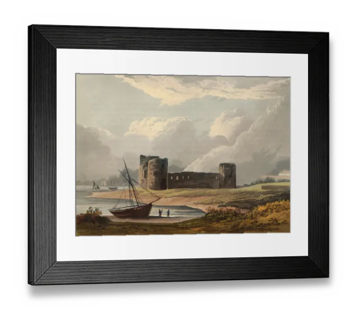 Framed Print : Flint castle around 1840, castle ruins in Flintshire in Wales