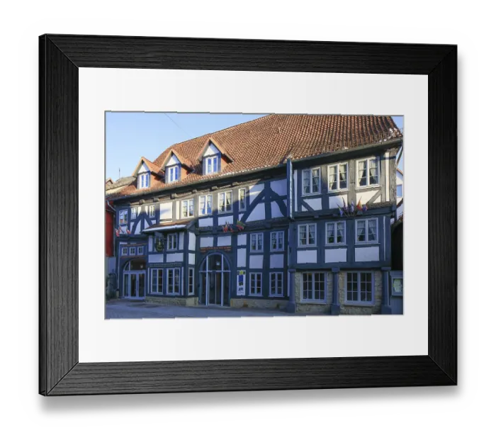 Framed Print : Half-timbered house Hotel Stadt Kassel