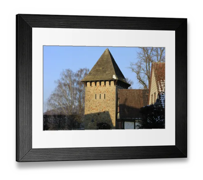 Framed Print : City Fortification Tower, Hindenburg Bridge across the Weser Framed Print : City Fortification Tower, Hindenburg Bridge across the Weser