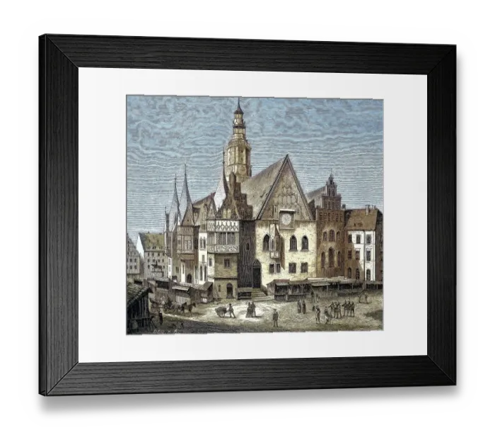 Framed Print : Historical illustration of the town hall of Wroclaw