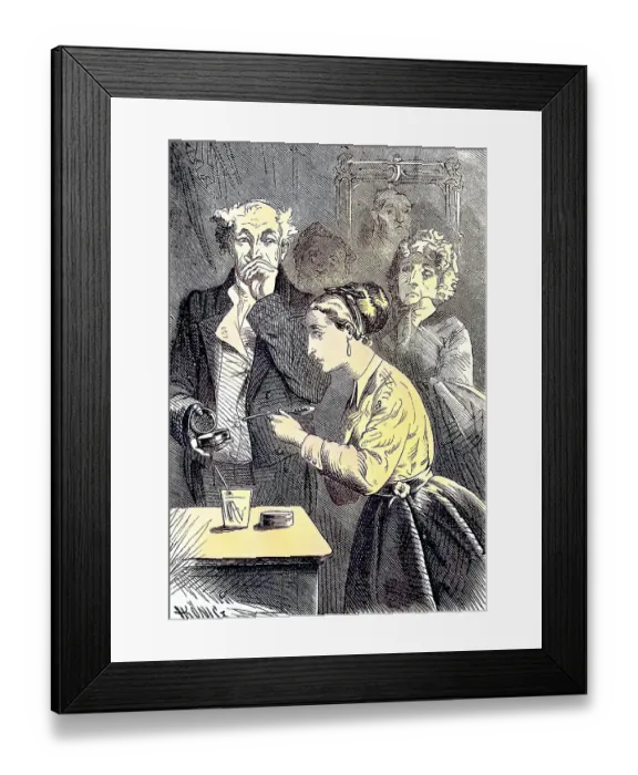 Framed Print : Medicine, taking medication, taking pills under family supervision / Medicine