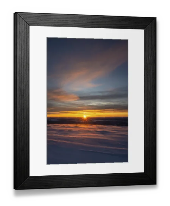 Framed Print : Winter landscape at sunset, Dundret Nature Reserve