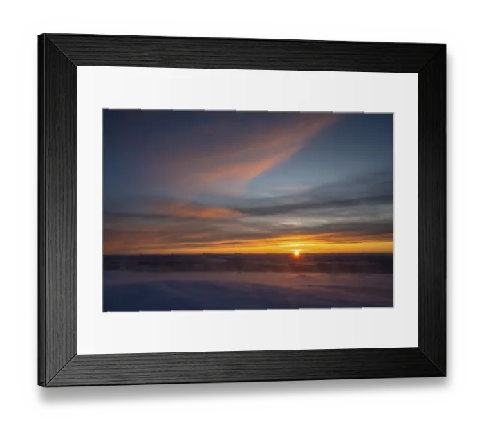 Framed Print : Winter landscape at sunset, Dundret Nature Reserve