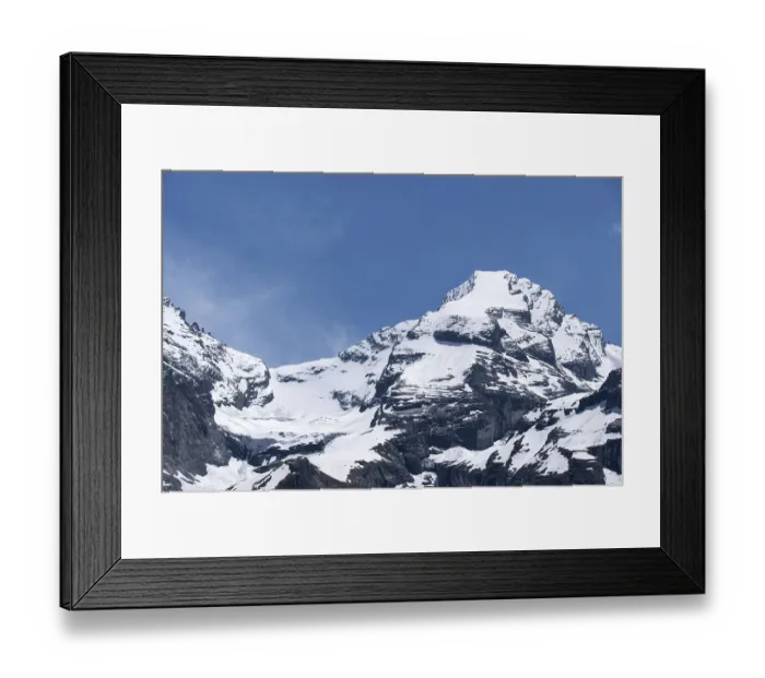 Framed Print : Snow-capped alpine peaks and glaciated ridges - dramatic summit panorama in the Bernese Oberland near Kandersteg