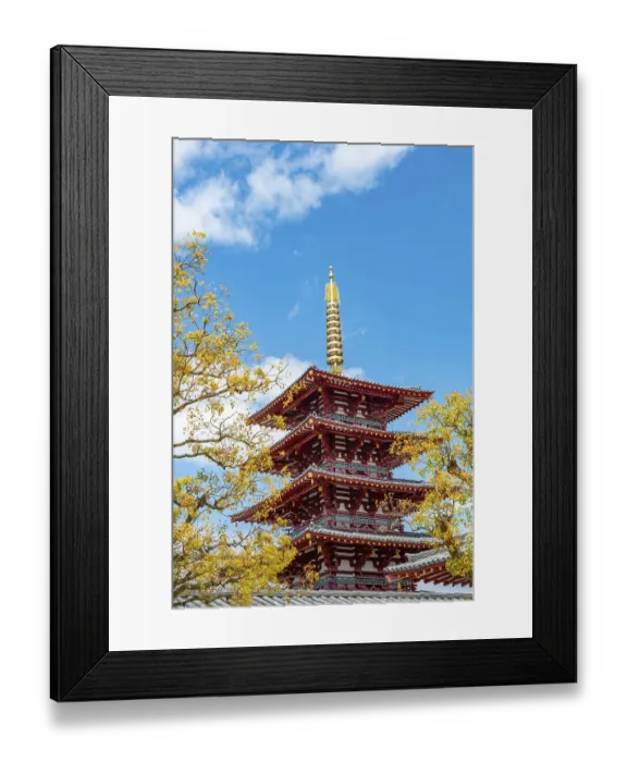 Framed Print : Shitennoji Temple with five-story pagoda Gojunoto
