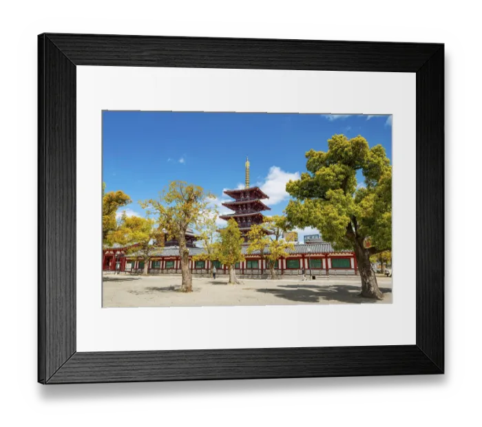 Framed Print : Shitennoji Temple with five-story pagoda Gojunoto Framed Print : Shitennoji Temple with five-story pagoda Gojunoto