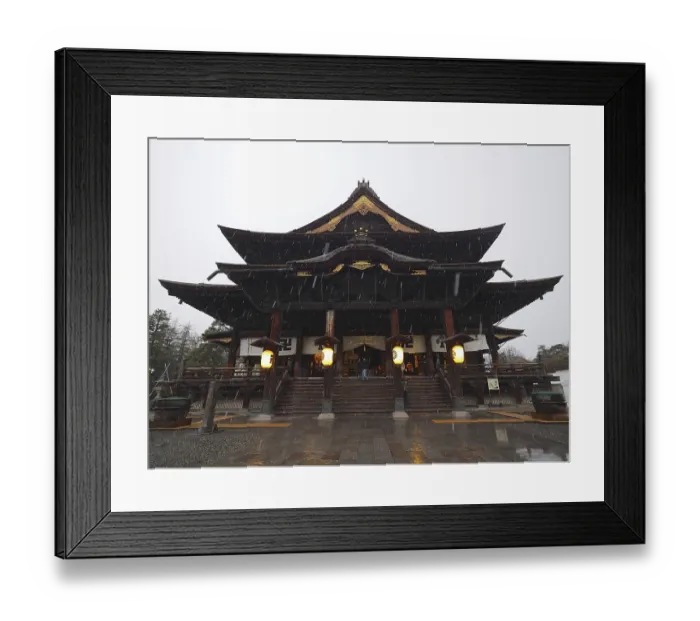 Framed Print : Japanese temple in rain giving off a calm atmosphere Framed Print : Japanese temple in rain giving off a calm atmosphere