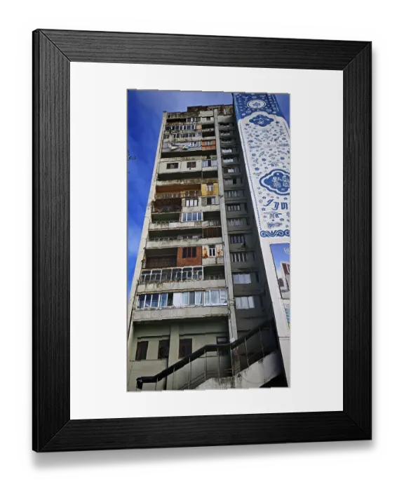 Framed Print : The colorful facade with windows
