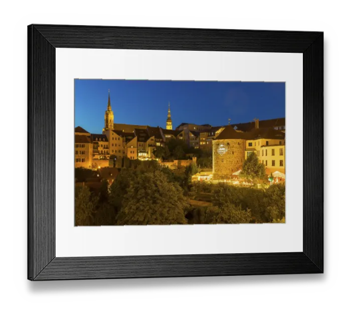 Framed Print : City view at night with St. Petri Cathedral Framed Print : City view at night with St. Petri Cathedral