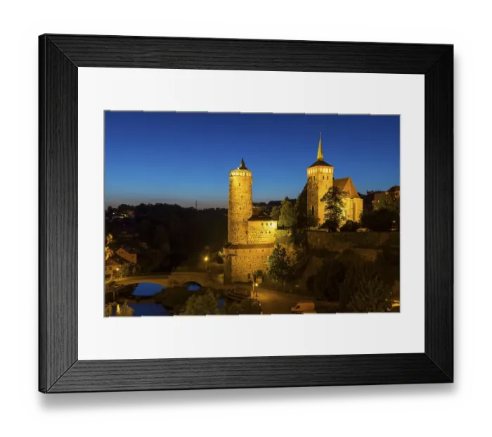 Framed Print : City view at night with Spree, Old Water Art and St
