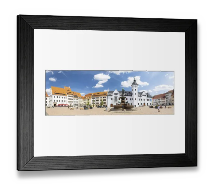 Framed Print : Panorama of Obermarkt with Council Pharmacy