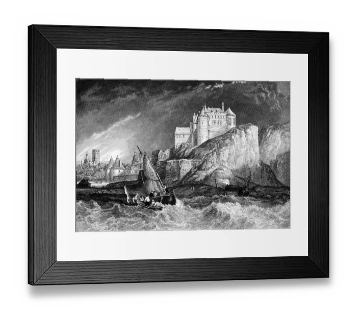 Framed Print : Town of Dieppe with castle on the English Channel Framed Print : Town of Dieppe with castle on the English Channel