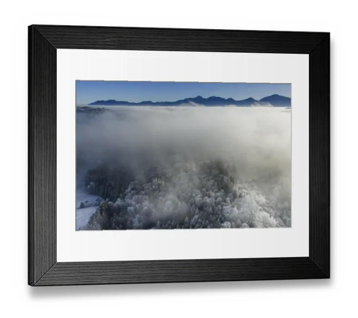 Framed Print : Winter landscape, fog, high fog Framed Print : Winter landscape, fog, high fog