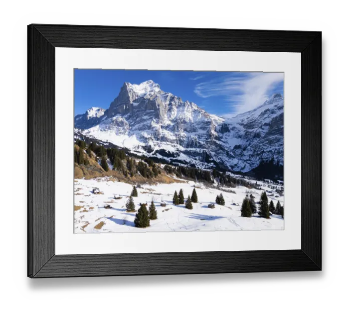 Framed Print : Wetterhorn Mountain on Sunny Winter Day