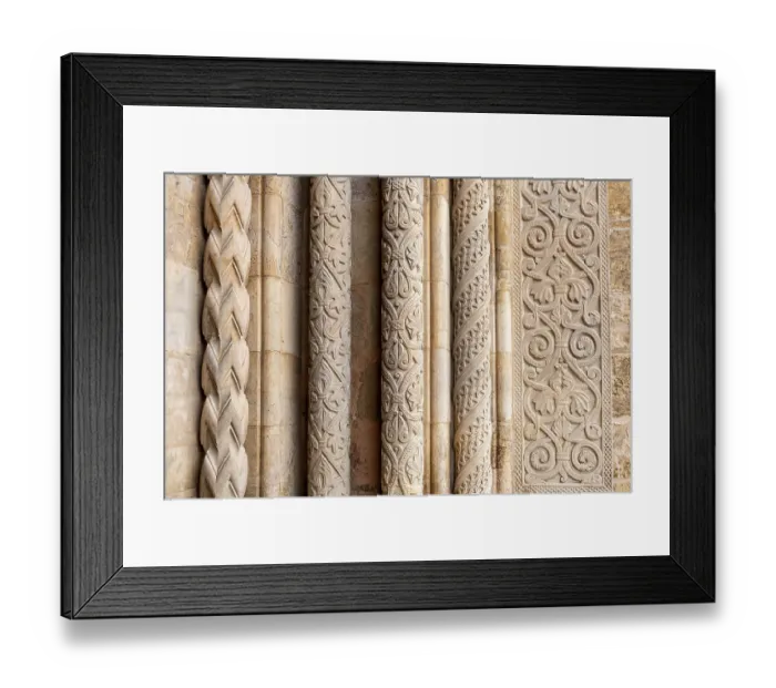 Framed Print : Architectural details at the portal of the romanesque old cathedral of Coimbra