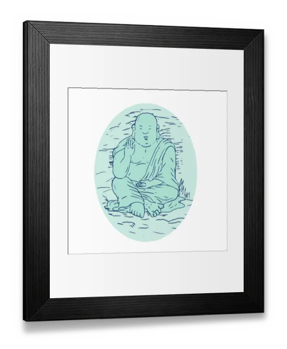 Framed Print : Drawing sketch style illustration of Gautama Buddha