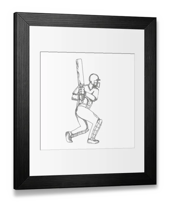 Framed Print : Doodle art illustration of a cricket batsman batting viewed from side done in black and white mandala style Framed Print : Doodle art illustration of a cricket batsman batting viewed from side done in black and white mandala style