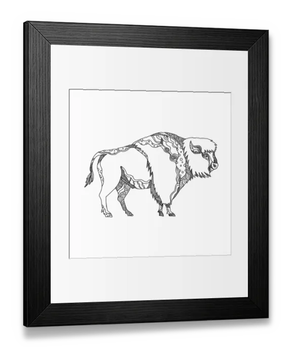 Framed Print : Doodle art illustration of an American bison