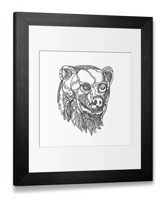Framed Print : Doodle art illustration of head of a brown bear Framed Print : Doodle art illustration of head of a brown bear