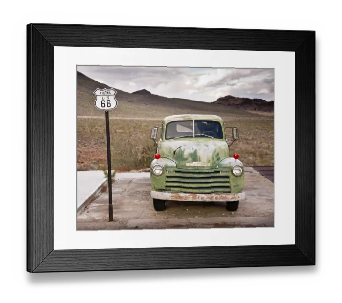 Framed Print : An old vintage pickup truck rusts at a roadside gas station on Route 66 in Arizona Framed Print : An old vintage pickup truck rusts at a roadside gas station on Route 66 in Arizona