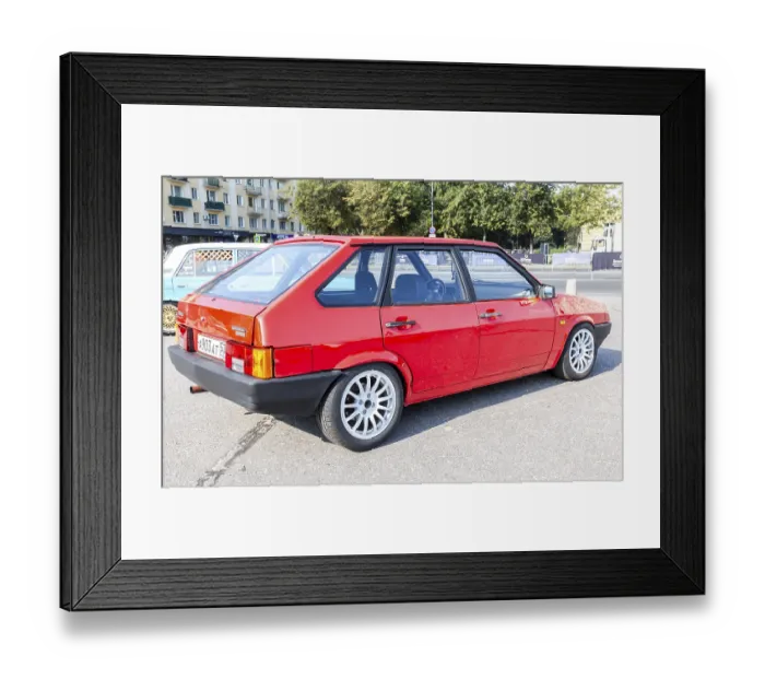 Framed Print : Novgorod, Russia - August 31, 2024: Vintage Russian automobile Lada-2109 at the city street
