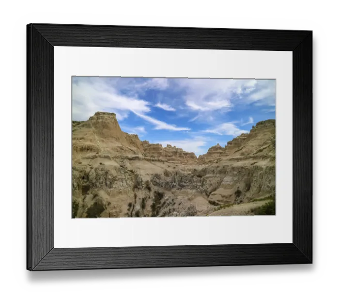 Framed Print : A layered rugged terrain rock formations of the preserve national park