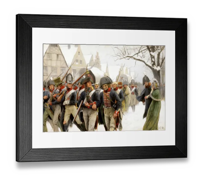 Framed Print : Napoleonic Wars, the remaining Prussian army passing the royal couple