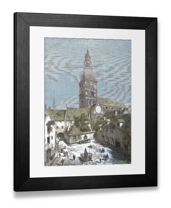 Framed Print : City of Riga, Latvia, Herderplatz and the Old Town Hall / City of Riga