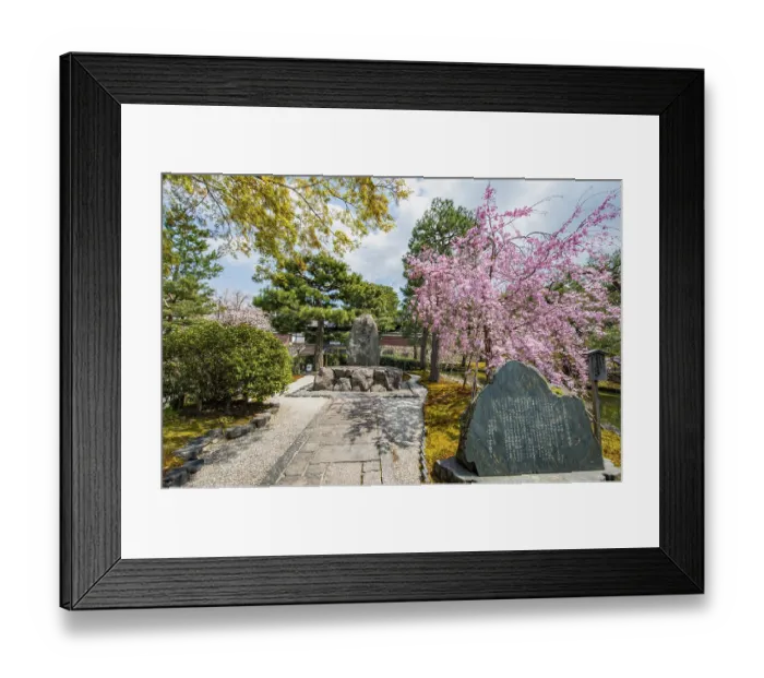 Framed Print : Tea Memorial and Blooming Cherry Tree Framed Print : Tea Memorial and Blooming Cherry Tree