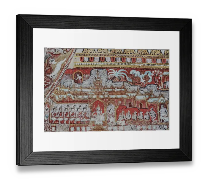 Framed Print : Fresco depicting Burmese ladies in a temple
