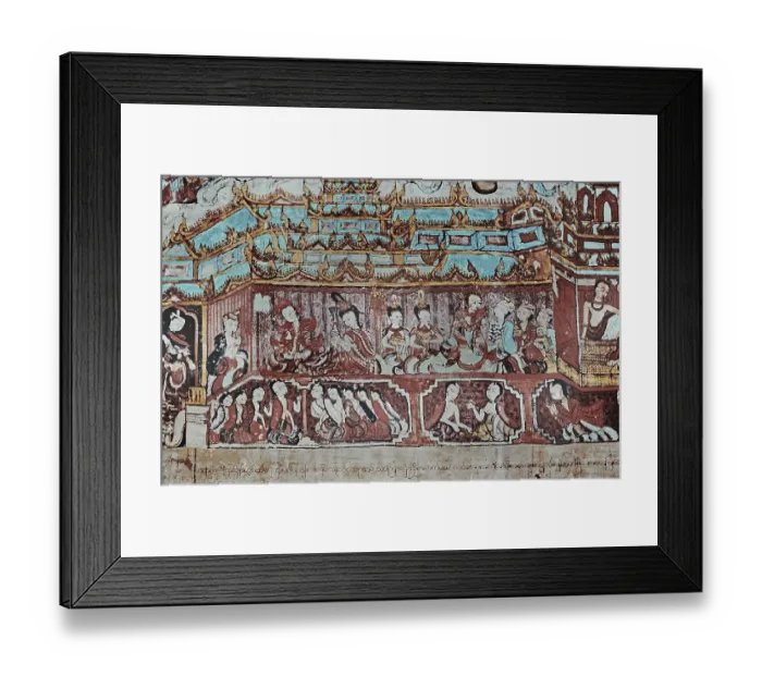 Framed Print : Fresco depicting Burmese ladies in a temple Framed Print : Fresco depicting Burmese ladies in a temple