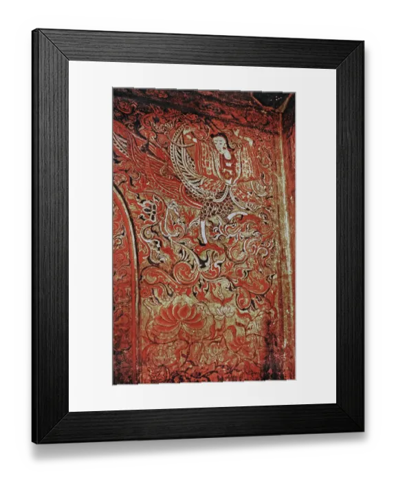 Framed Print : Fresco of a Burmese lady as an imaginary figure in a temple in Bagan