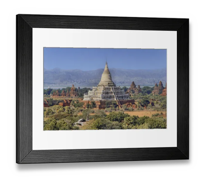Framed Print : Shwesandaw Temple and many small temples