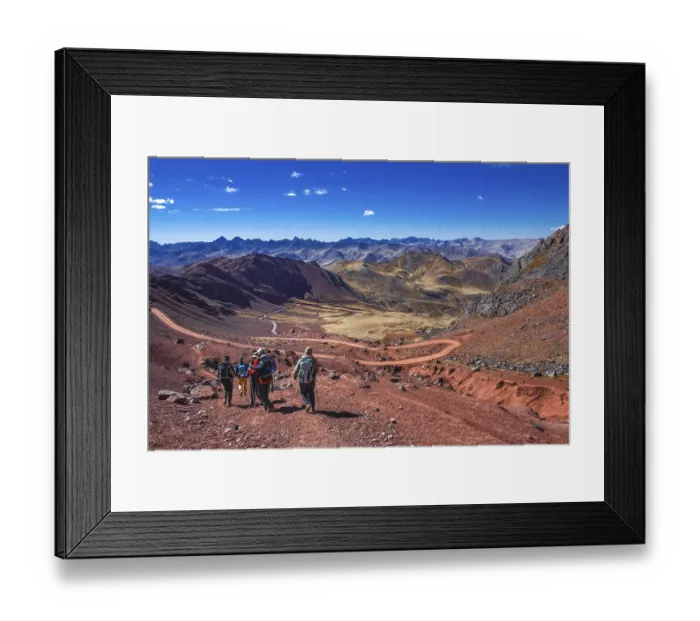 Framed Print : Trekking group descending from Huampococha Tambo to Pachachani