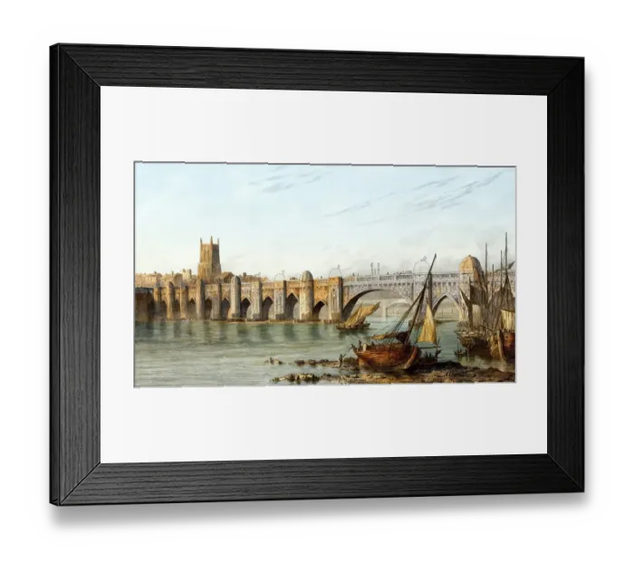 Framed Print : Old medieval London Bridge, London, England, UK