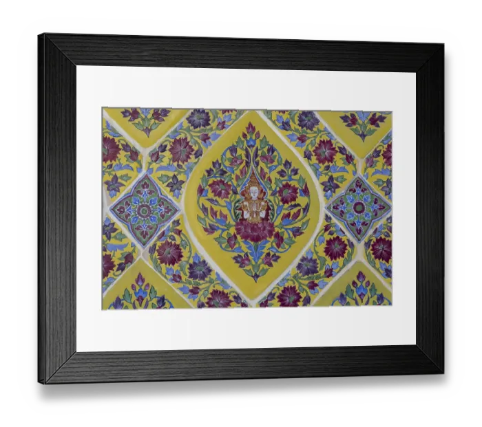 Framed Print : Coloured Bencharong ceramic tiles