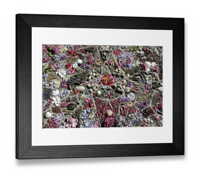 Framed Print : Mandala made of flowers