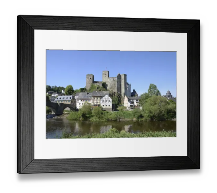 Framed Print : Lahn, Lahn Bridge and Runkel Castle in Runkel